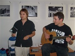 Hleb Labadzienka (left) and the leader of Jab Club band Jauhien Valoshyn